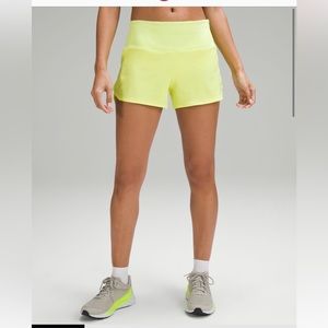 LULULEMON NWT speed up high rise lined shorts 4” inches in electric lemon 🍋